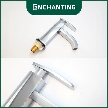 ENCHANTING Keran Air Wastafel Tanam Dingin Chrome Brass Kuningan Kran Air Tinggi E186