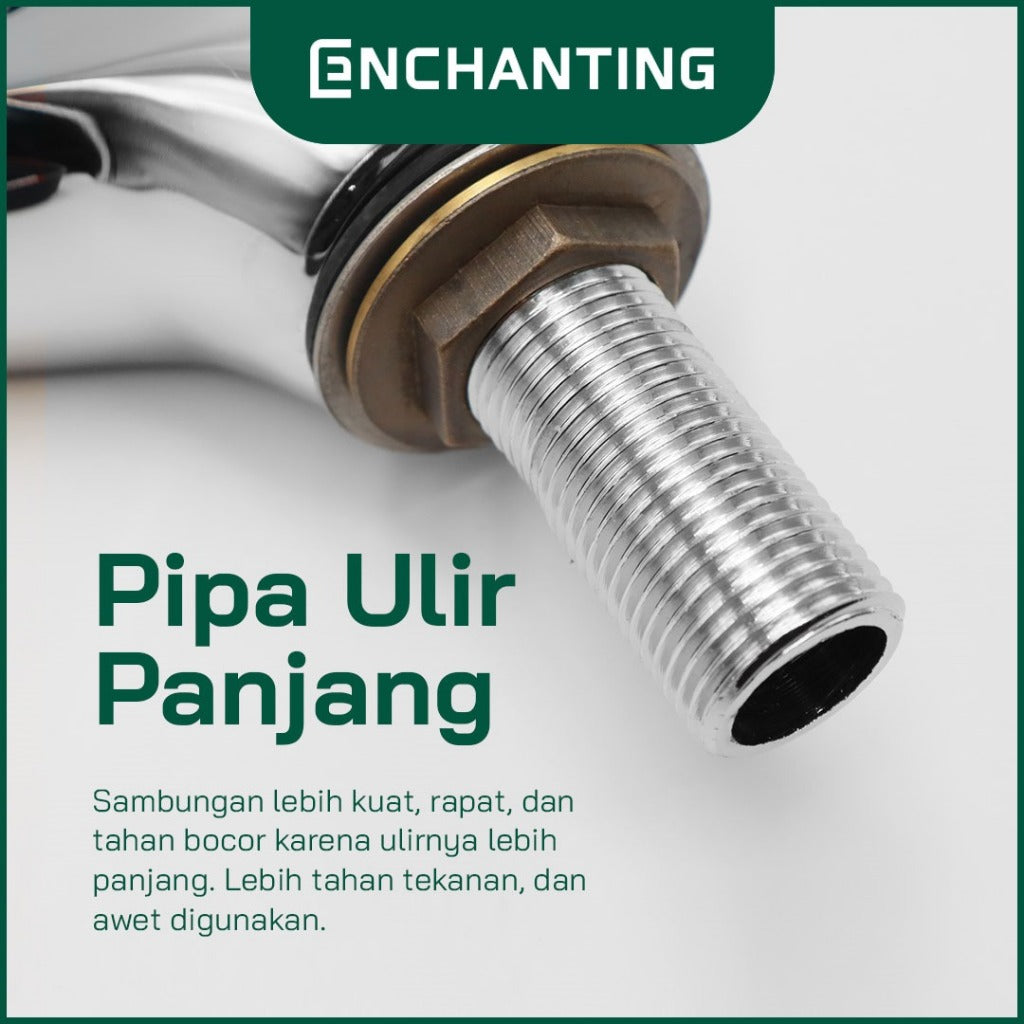 ENCHANTING Kran Kamar Mandi / Kran Tembok Chrome Bergaransi E131