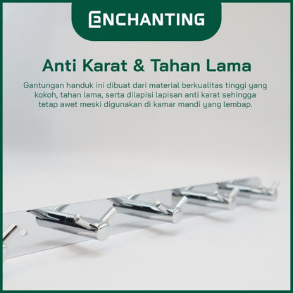 ENCHANTING Gantungan Baju Handuk Kamar Mandi Chrome Robe Hook Stainless Steel 5 Hook Minimalis Tahan Lama Europe Enchanting E162 - 5 Hook