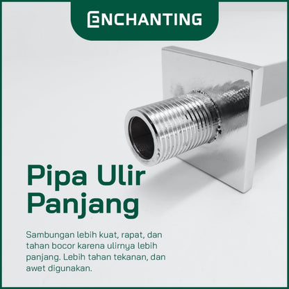 ENCHANTING Mulut Kran Air Tembok Kamar Mandi Chrome Air Panas Dingin Stainless Steel E121S