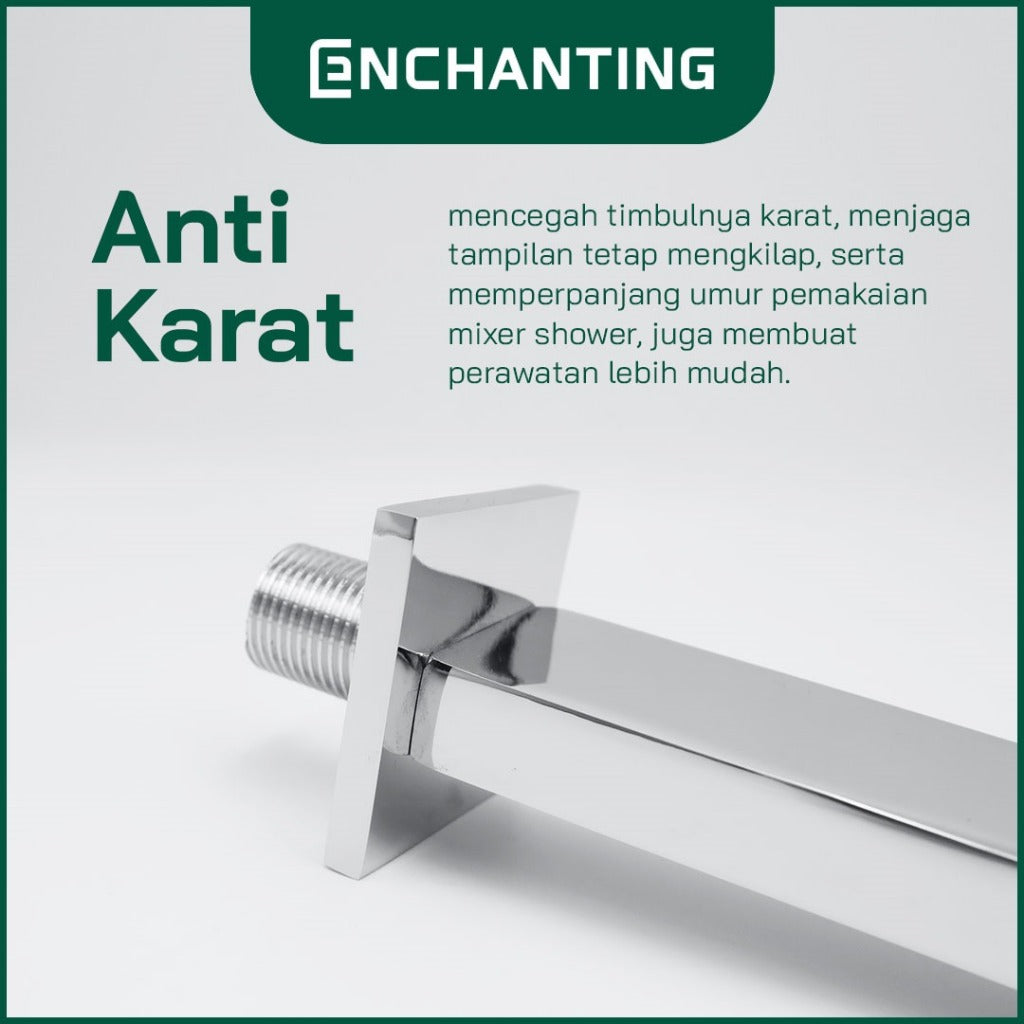 ENCHANTING Mulut Kran Air Tembok Kamar Mandi Chrome Air Panas Dingin Stainless Steel E121S