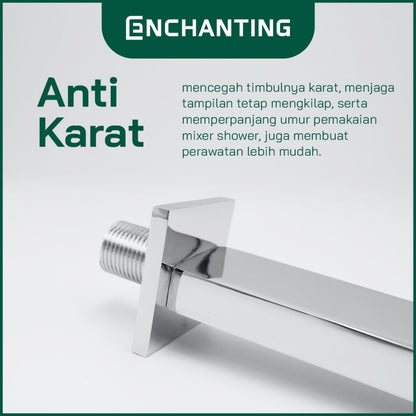 ENCHANTING Mulut Kran Air Tembok Kamar Mandi Chrome Air Panas Dingin Stainless Steel E121S