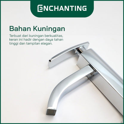 ENCHANTING Keran Air Wastafel Tanam Dingin Chrome Brass Kuningan Kran Air Tinggi E186