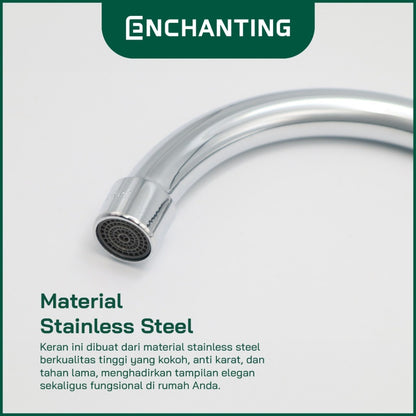ENCHANTING Keran Air Injak Tanam Dingin Stainless Steel Kran Air Tinggi E669