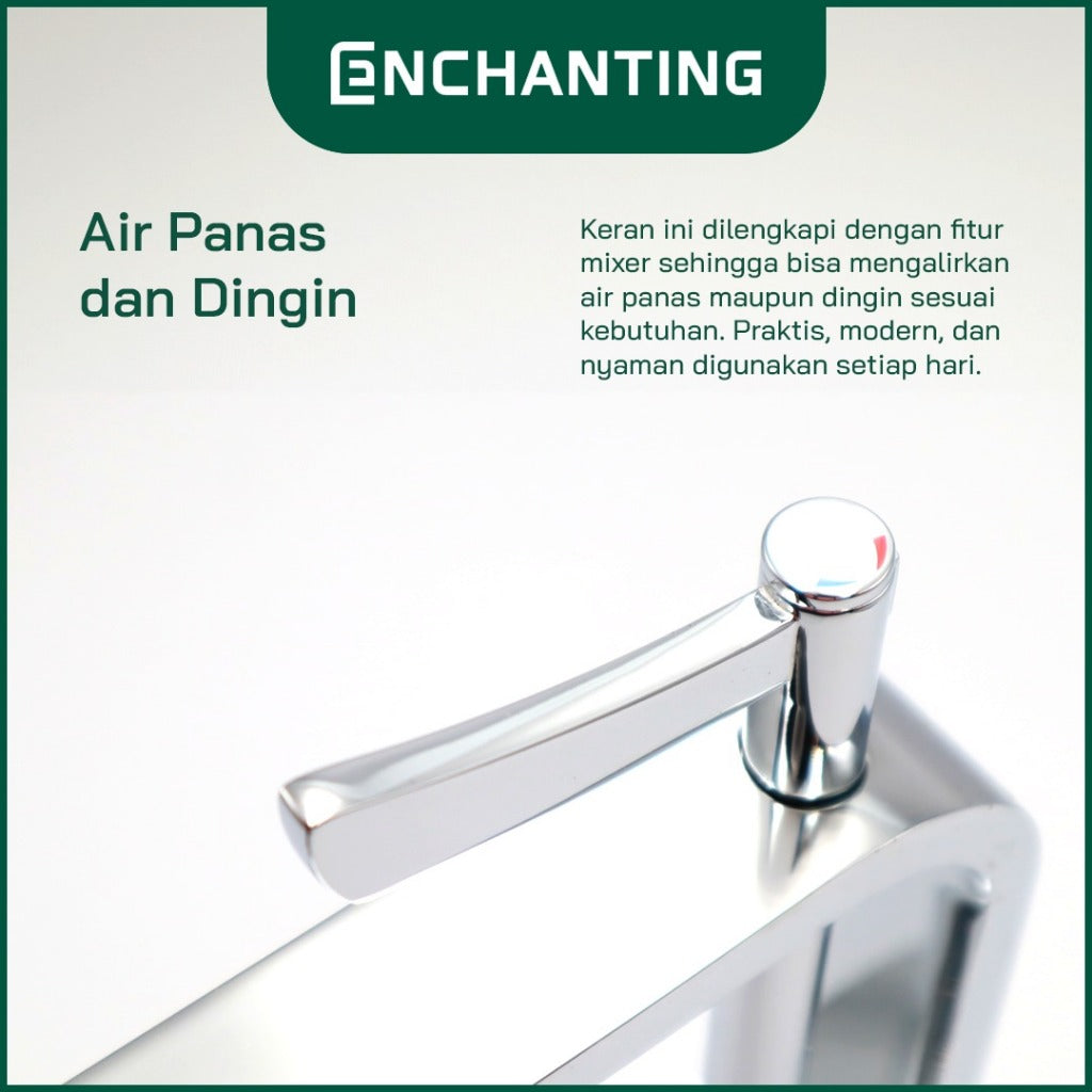 ENCHANTING Keran Air Wastafel Tanam Panas Dingin Chrome Kuningan Kran Air Tinggi E305