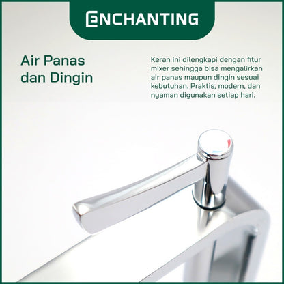 ENCHANTING Keran Air Wastafel Tanam Panas Dingin Chrome Kuningan Kran Air Tinggi E305