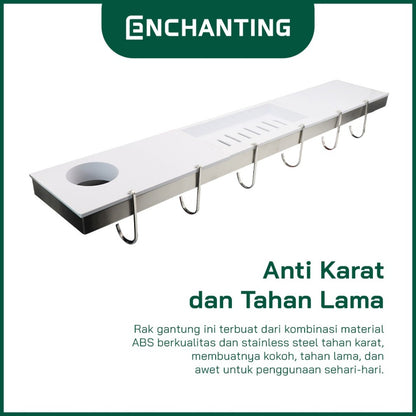 ENCHANTING Rak Gantung Dinding Material ABS Minimalis Tebal Kokoh Anti Karat 6 Hook Europe Enchanting E267