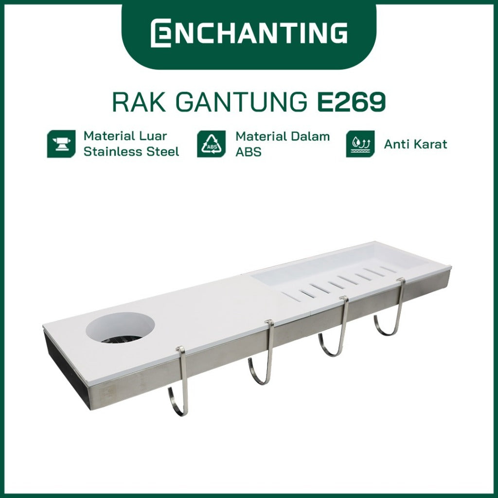 ENCHANTING Rak Gantung Dinding Material ABS Minimalis Tebal Kokoh Anti Karat 4 Hook Europe Enchanting E269