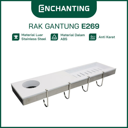 ENCHANTING Rak Gantung Dinding Material ABS Minimalis Tebal Kokoh Anti Karat 4 Hook Europe Enchanting E269