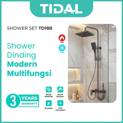TIDAL Paket Shower Tiang Set Kamar Mandi Lengkap Modern Minimalis Tidal TD188