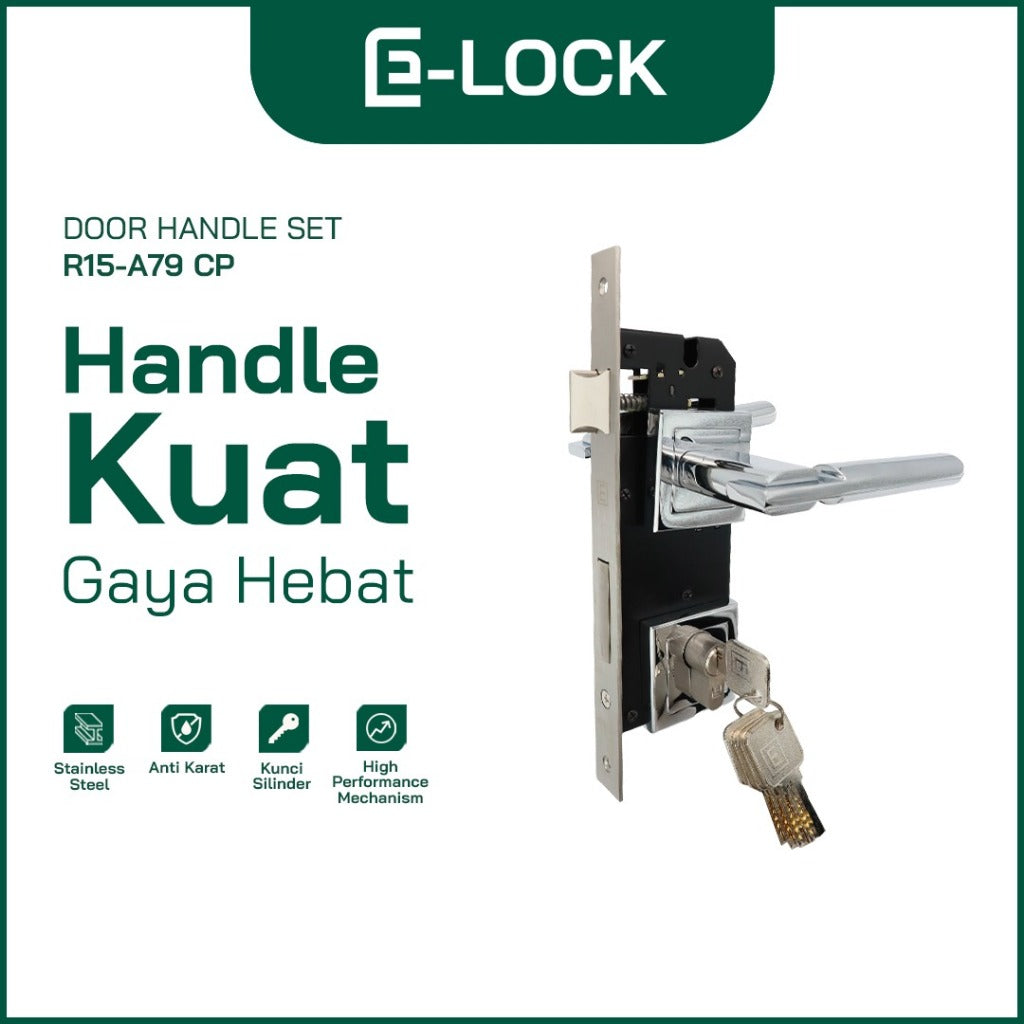 ENCHANTING Door Handle Set Pintu Rumah Stainless Steel Anti Karat E-Lock R15-A79 CP