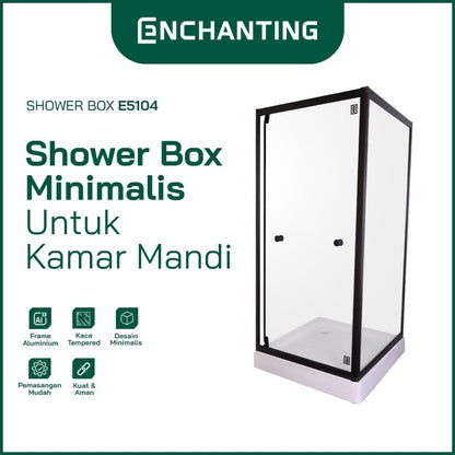 ENCHANTING Shower Box Minimalis Kaca Temper Glass Kamar Mandi E5104 Complete Set with Shower Tray & Afur
