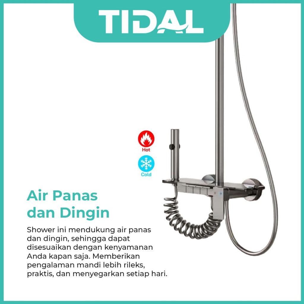TIDAL Paket Shower Tiang Set Kamar Mandi Lengkap Modern Minimalis Tidal TD188