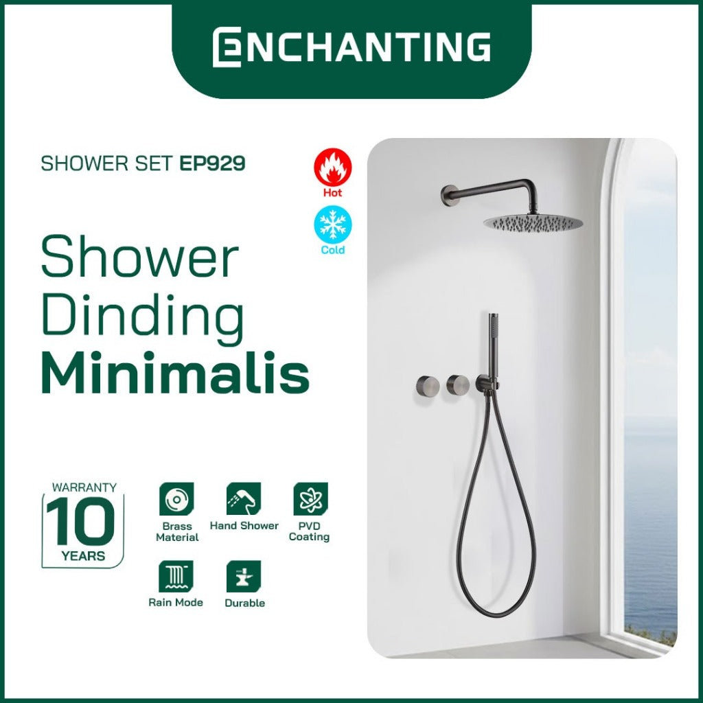 ENCHANTING Shower Set Tanam Dinding Minimalis Kran Air Panas Dingin Kamar Mandi Europe Enchanting EP929