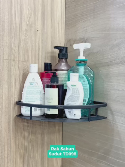 Rak Sabun Sudut Kamar Mandi Hitam TD098 Tidal