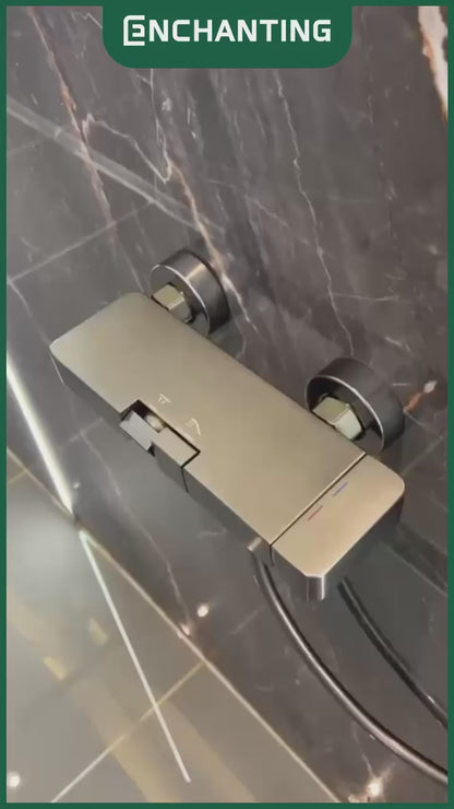 ENCHANTING Shower Brushed Gunmetal Grey Air Panas Dingin Brass Material Mode Air Terjun Piano Button EP1607