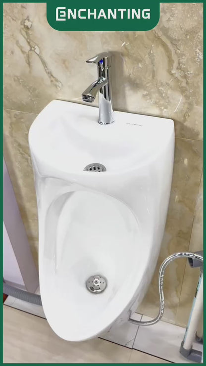 ENCHANTING Urinal Toilet E1366 Complete dengan Keran dan saringan Wastafel Cuci tangan material Ceramic White Bergaransi.
