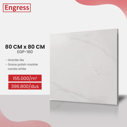 Granite Tile 80 x 80 Lantai Engress White Carala EGP160