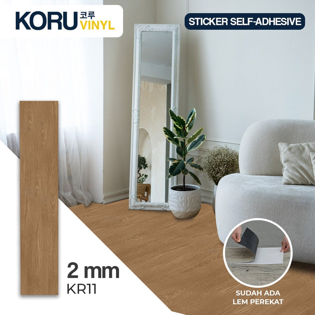 KORU Lantai Vinyl Sticker Premium Motif Kayu Korea Parket Stiker (DUS)