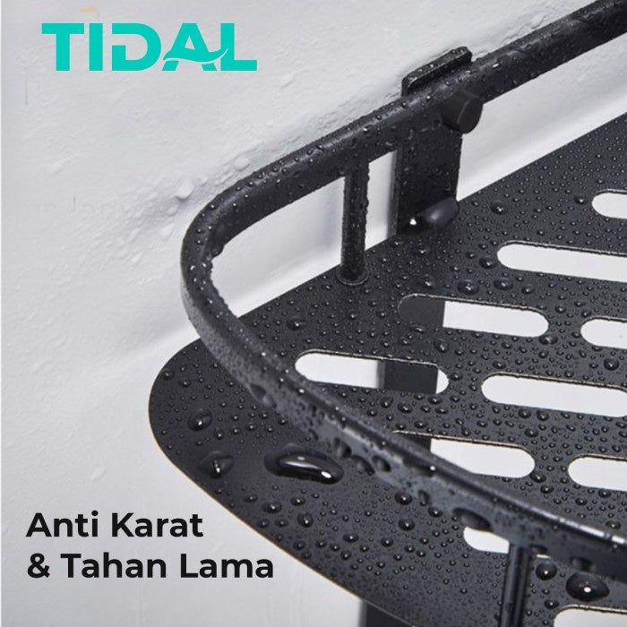 Rak Sabun Sudut Kamar Mandi Hitam TD098 Tidal