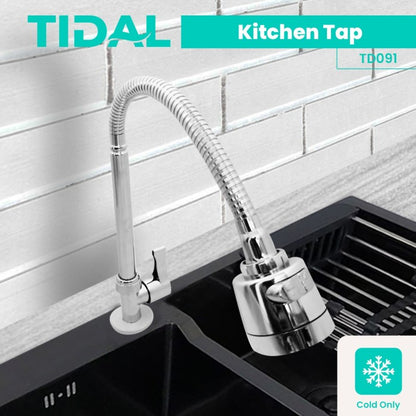 Keran Air Cuci Piring Tanam Dapur Stainless Tidal TD091